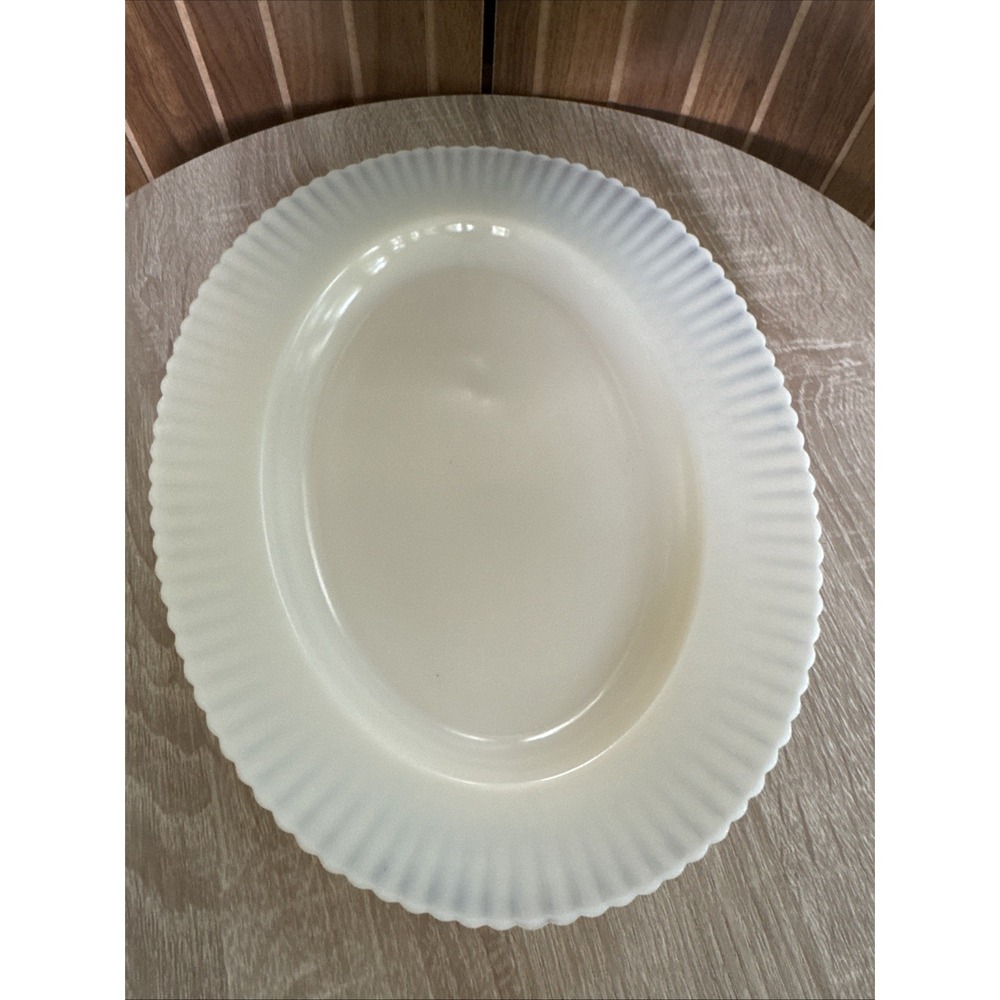 MacBeth-Evans DEPRESSION Glass MONAX Petalware PLATTER 12.75" Beige Glows UV